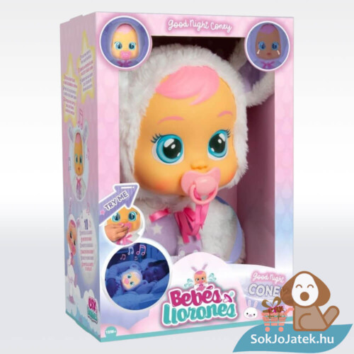 Cry Babies: Jó éjt! Coney, világító interaktív játékbaba (30 cm)