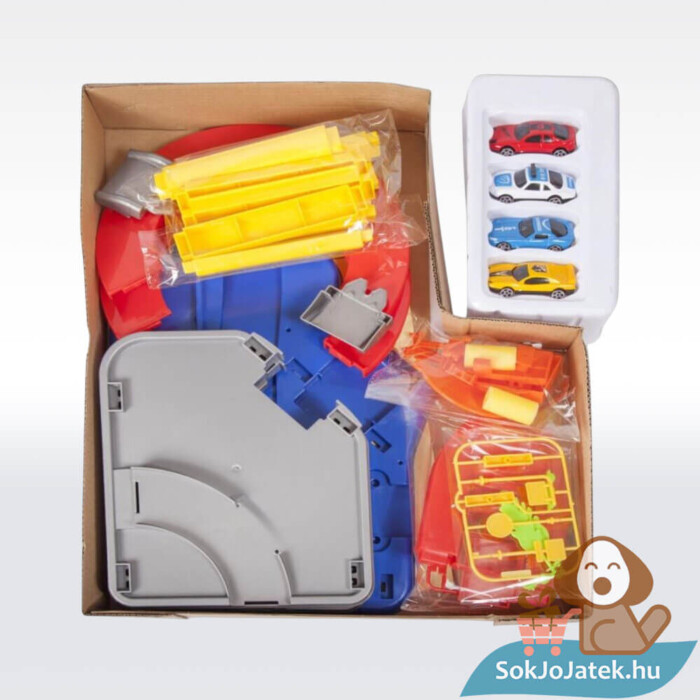 Emeletes parkolóház tartalma, 4 autóval (46 cm)