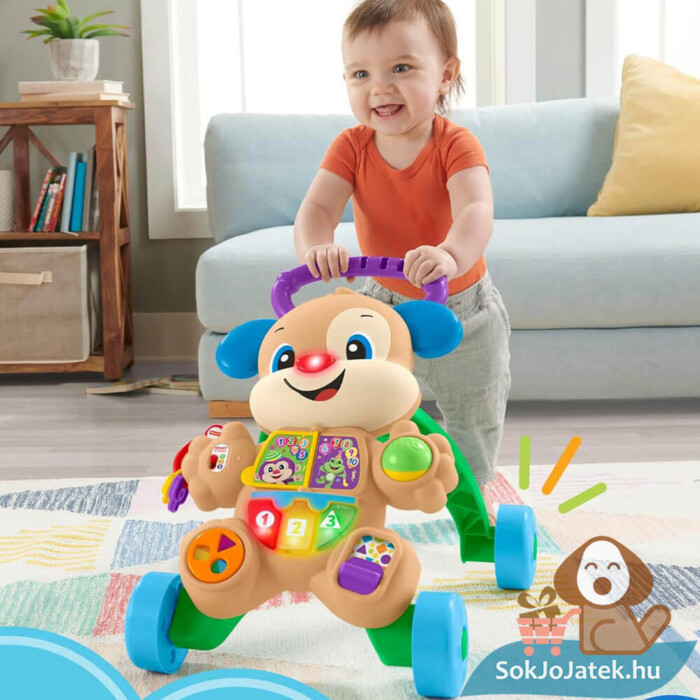 Fisher-Price: Tanuló kutyusos járássegítő, játék közben