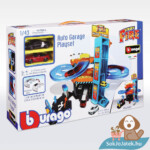 Három emeletes garázs, 2 db 1:43 kisautóval játékszett (Bburago Street Fire)