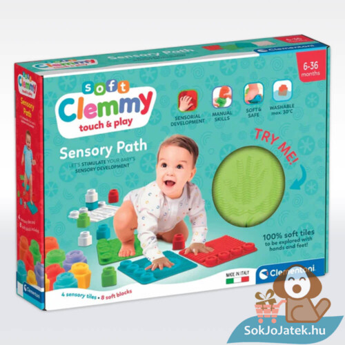 Készségfejlesztő ortopédiai játszószőnyeg, puha építő kockákkal (Clementoni Soft Clemmy)