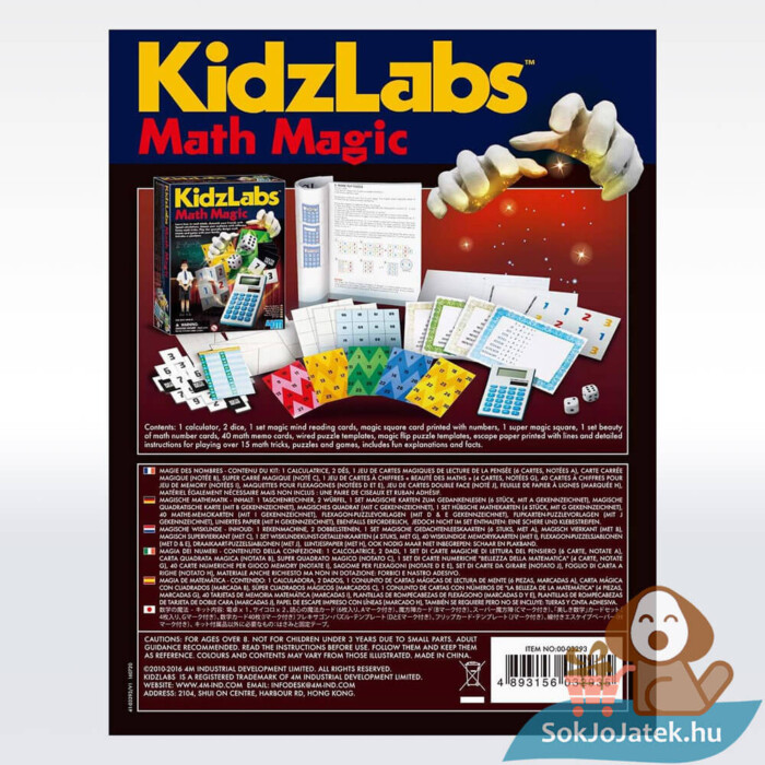 Matek mágia, matematika tanulást segítő készlet feladatlapokkal, számológéppel, hátulról (4M)