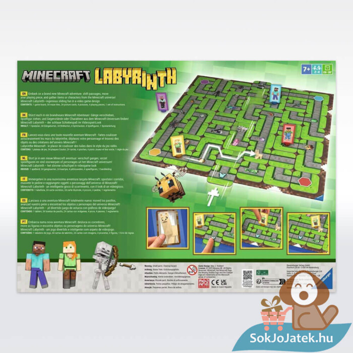 Minecraft: Labirintus társasjáték doboza, hátulról