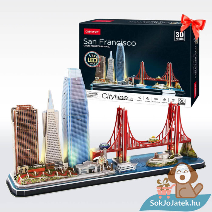 San Francisco: 90 db-os 3D puzzle, LED világítással (CubicFun)