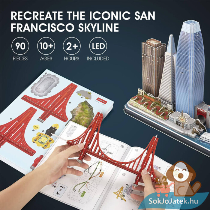 San Francisco: 90 db-os 3D puzzle, építés közben, LED világítással (CubicFun)