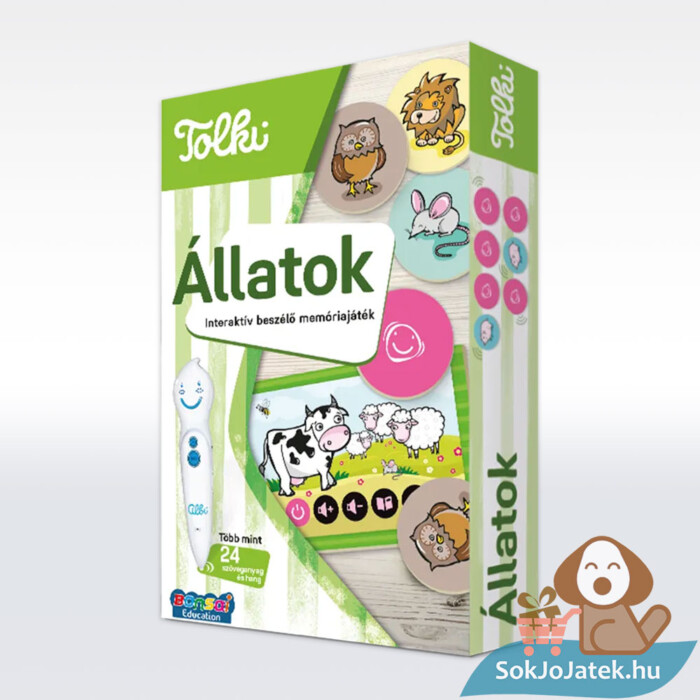 Tolki memóriajáték: Állatok, interaktív beszélő oktatójáték doboza