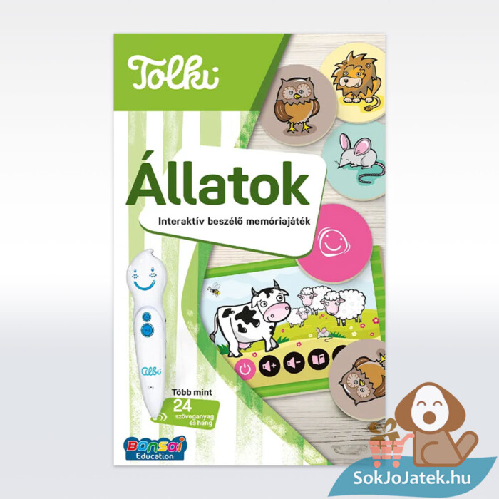 Tolki memóriajáték: Állatok, interaktív beszélő oktatójáték doboza előről