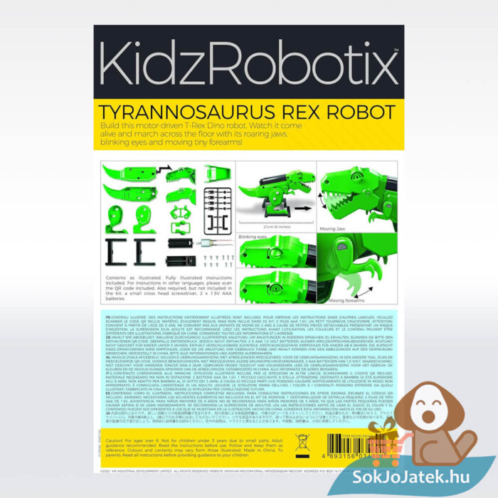 Tyrannosaurus Rex Robot, tudományos játék doboza, hátulról (4M)
