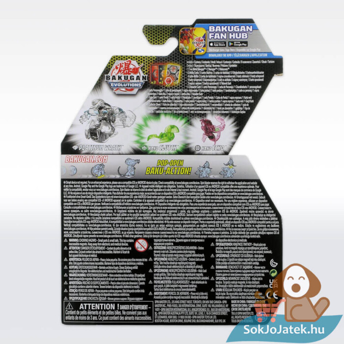Bakugan Evolutions labda (Indítsd el!): Platinum Wrath + Nano Clutch és Nano Echo (20138087) hátulról