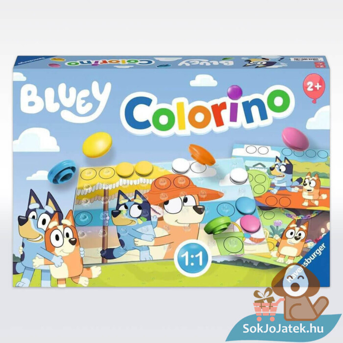 Bluey: Colorino, készségfejlesztő társasjáték doboza a színekkel (Ravensburger)