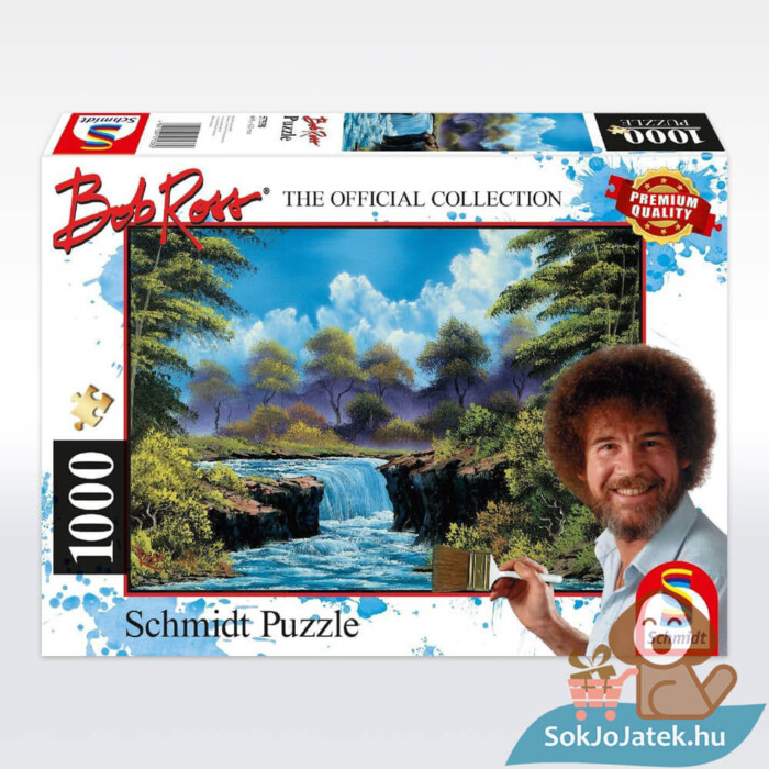 Bob Ross: Vízesés a tisztáson, 1000 db-os puzzle doboza (Schmidt, Waterfall in the glade, 57538)