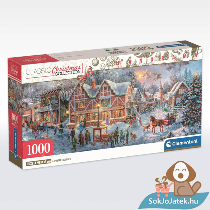 Karácsonyi készülődés, 1000 db-os panoráma puzzle doboza (Clementoni Christmas Collection, 39927)