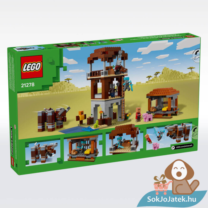 Lego Minecraft: A fosztogató őrtorony és a romboló, doboza, hátulról (21278)