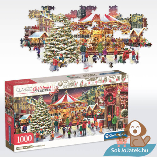 Meghitt karácsonyi vásár, 1000 db-os panoráma puzzle (Clementoni Christmas Collection, 39928)
