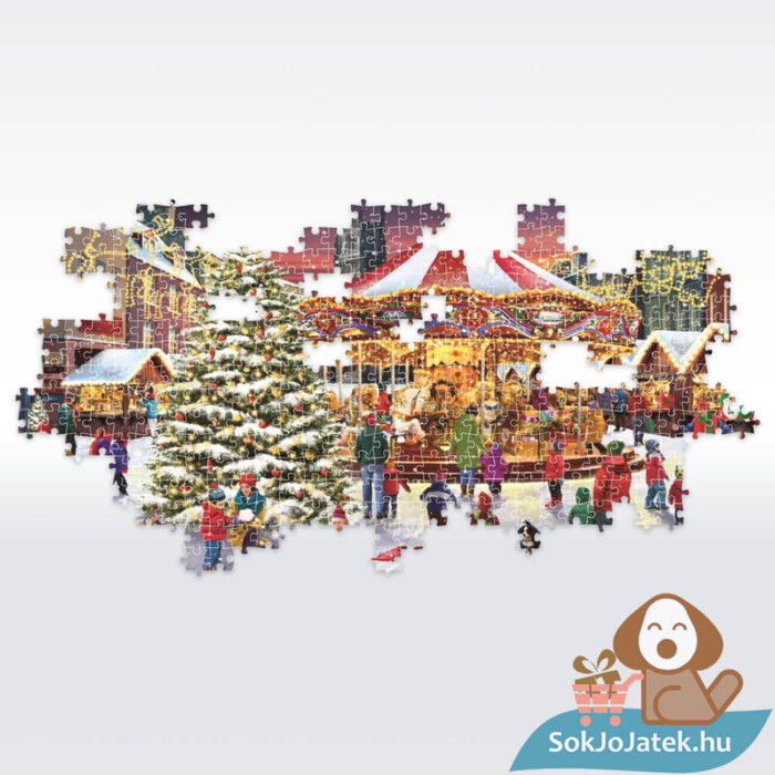 Meghitt karácsonyi vásár, 1000 db-os panoráma puzzle részlete (Clementoni Christmas Collection, 39928)