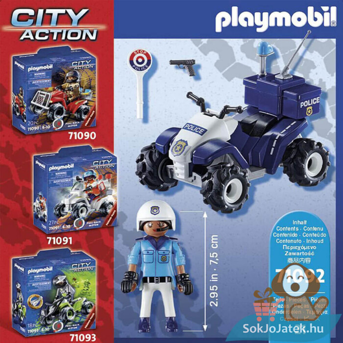 Playmobil: Lendkerekes rendőr Speed Quad tartalma (City Action, 71092)