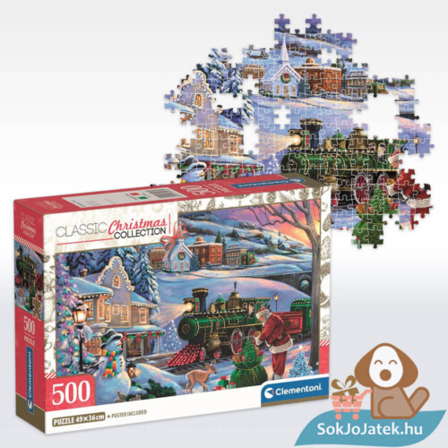 Télapó karácsonyi ajándékvonata, 500 db-os puzzle (Clementoni Christmas Collection, 35566)