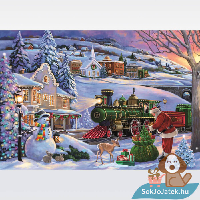 Télapó karácsonyi ajándékvonata, 500 db-os puzzle képe (Clementoni Christmas Collection, 35566)