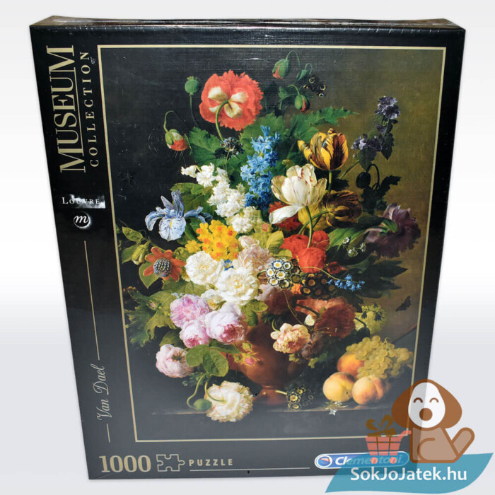 Van Dael: Csendélet (Bowl of flowers) 1000 db-os puzzle előről (Clementoni Museum Collection 31415)