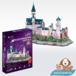 Neuschwanstein kastély: 128 db-os 3D puzzle LED világítással (CubicFun)