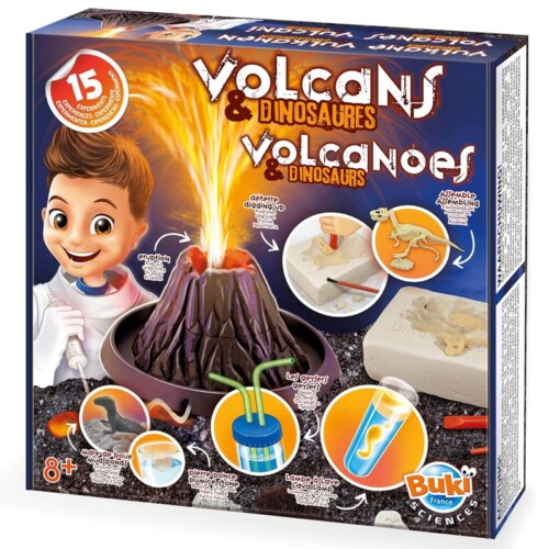 Vulkánok és dinoszauruszok tudományos játék, 15 kísérlettel (BUKI)